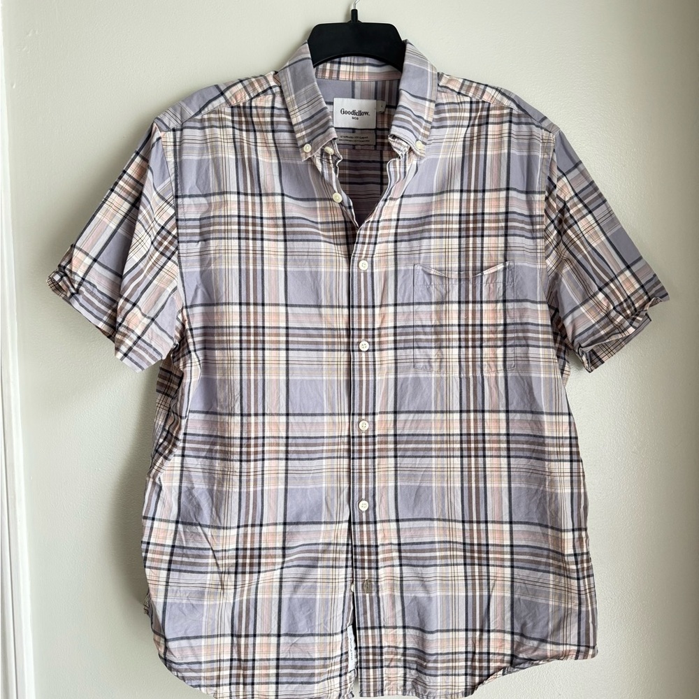 Goodfellow & Co Men's Casual Plaid Shirt - Gray and Tan